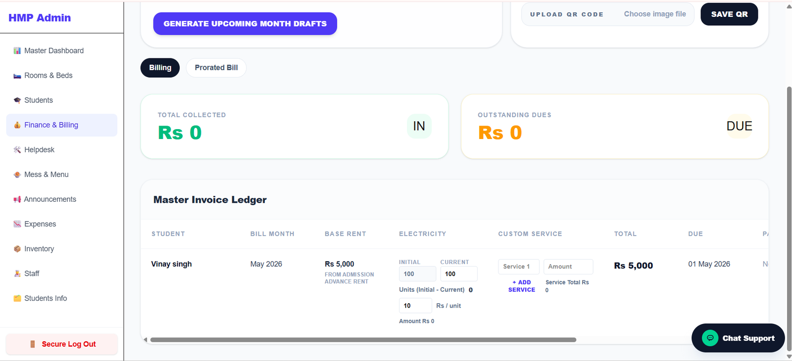 HMPL billing and fee ledger module